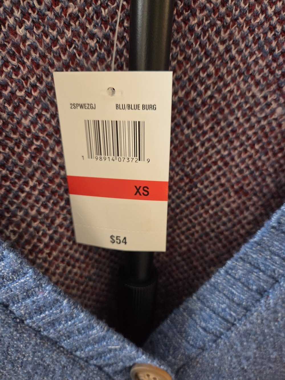 NWT Self Esteem Light Blue Butterfly V-Neck Cardigan with Red Accents - Picture 2 of 6